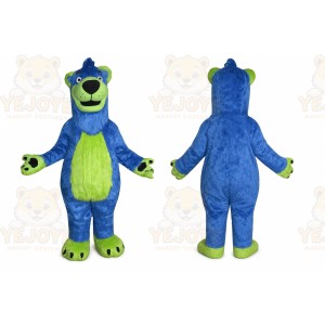 Blue Bear Mascot Costume with Custom Logo