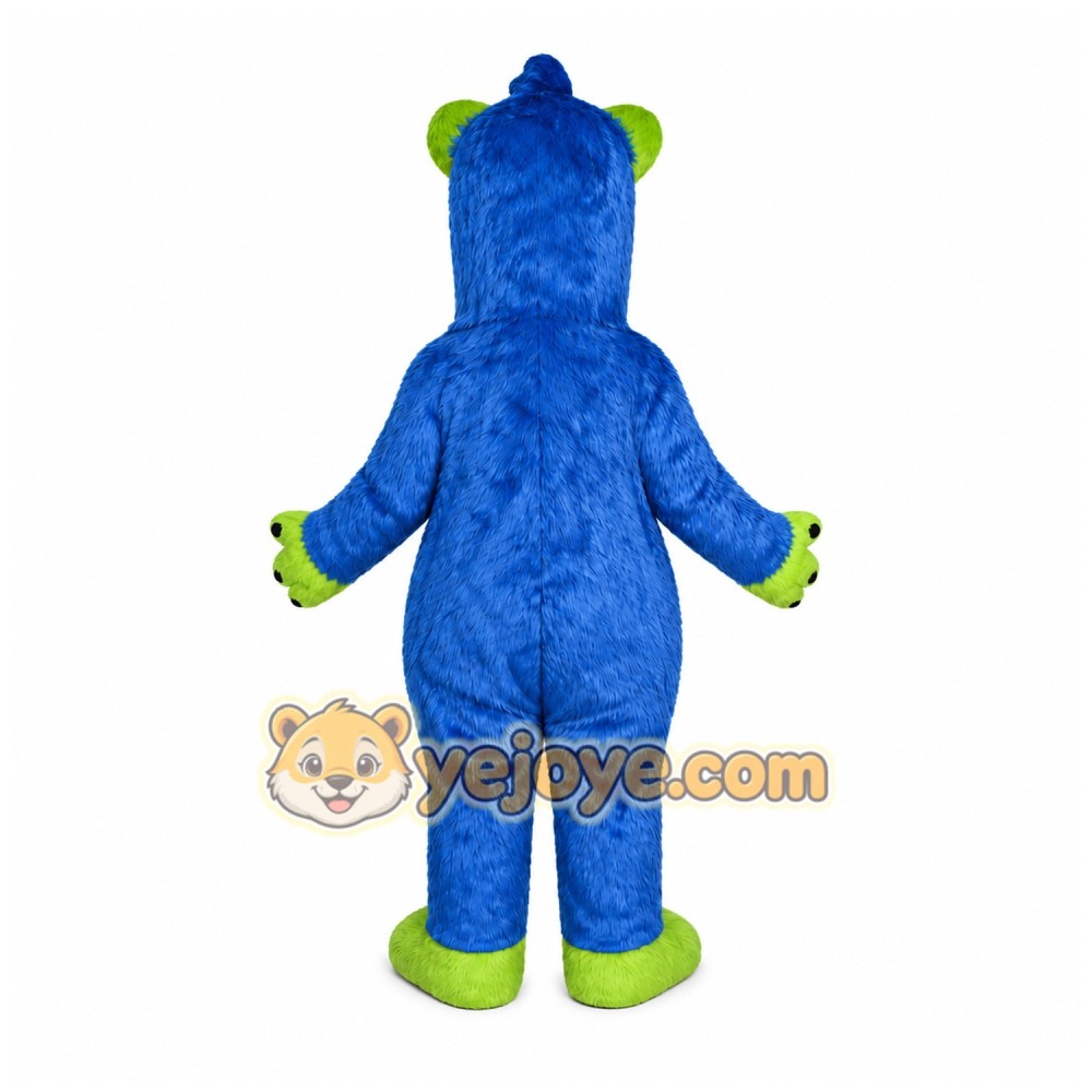 Blue Bear Mascot Costume with Custom Logo