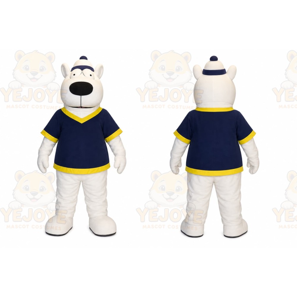 White Dog Mascot Costume with Custom Logo