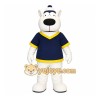 White Dog Mascot Costume with Custom Logo
