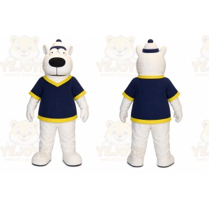 White Dog Mascot Costume with Custom Logo