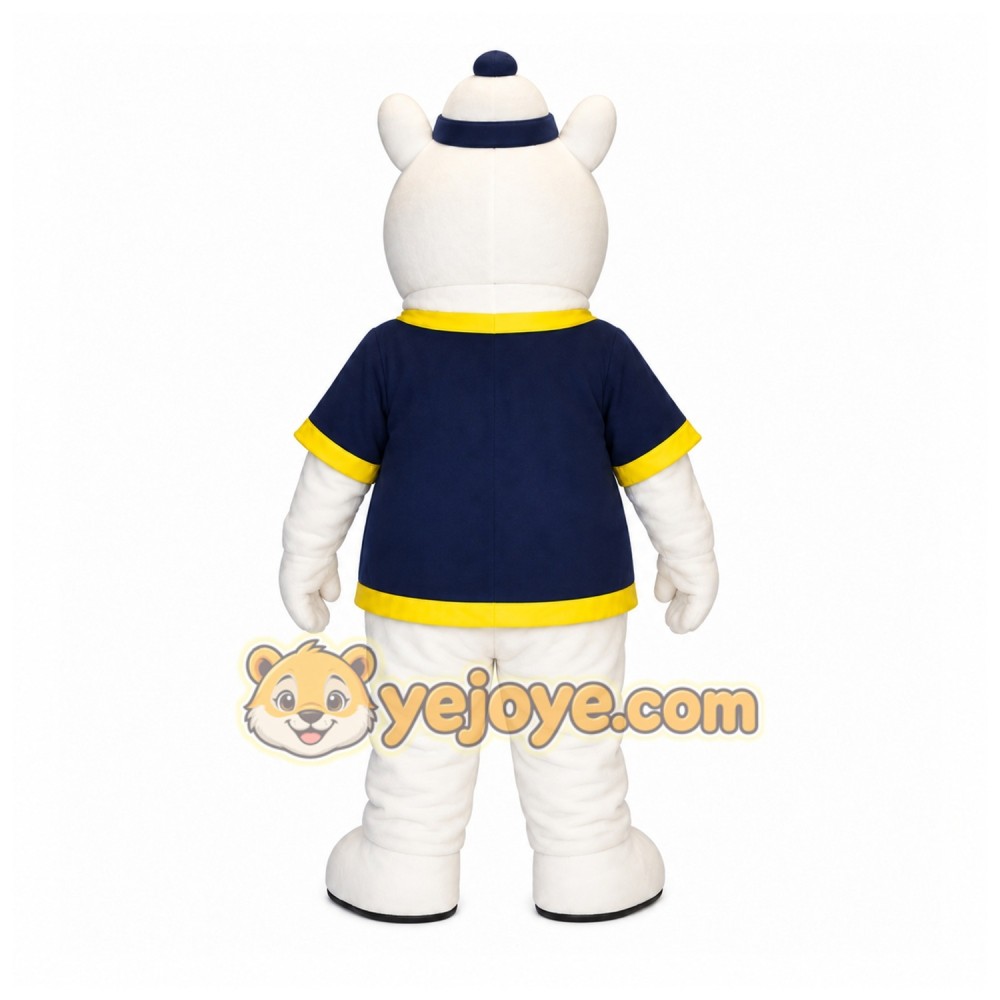 White Dog Mascot Costume with Custom Logo