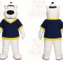 White Dog Mascot Costume with Custom Logo