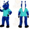 Blue Horse Mascot Costume with Custom Logo