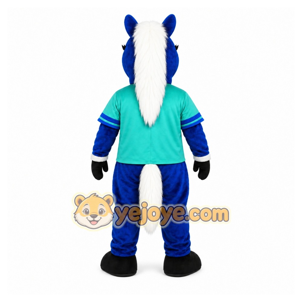 Blue Horse Mascot Costume with Custom Logo Blue Horse Mascot Costume with Custom Logo