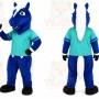Blue Horse Mascot Costume with Custom Logo
