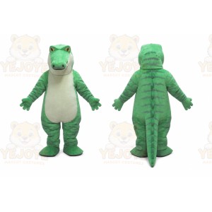 Green Alligator Mascot Costume with Custom Logo