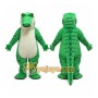 Green Alligator Mascot Costume with Custom Logo