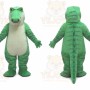 Green Alligator Mascot Costume with Custom Logo