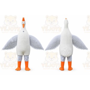 White Bird Mascot Costume with Custom Logo