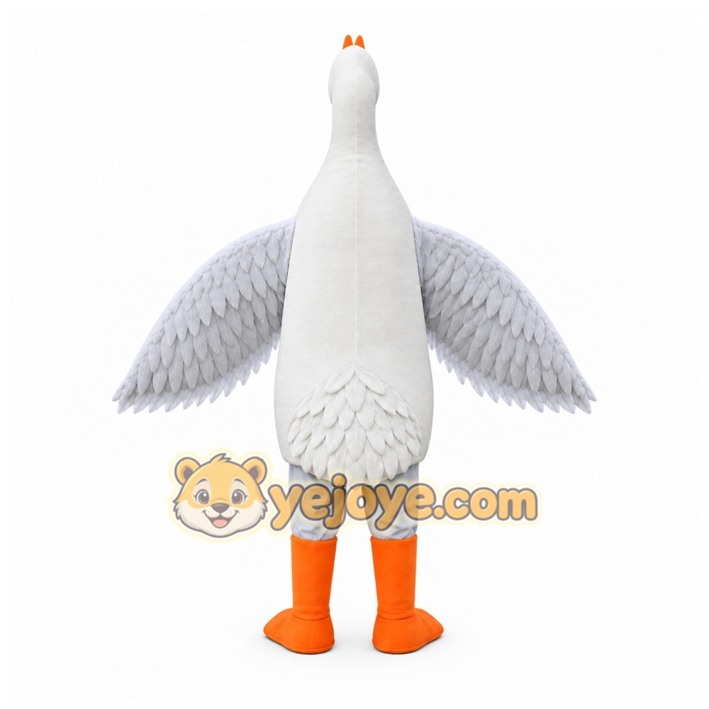 White Bird Mascot Costume with Custom Logo