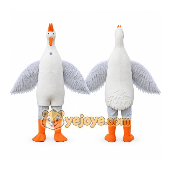 White Bird Mascot Costume with Custom Logo