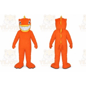 Orange Dinosaur Mascot Costume with Custom Logo