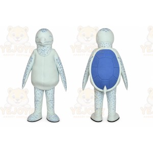 White Turtle Mascot Costume with Custom Logo