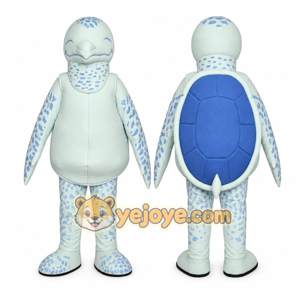 White Turtle Mascot Costume with Custom Logo
