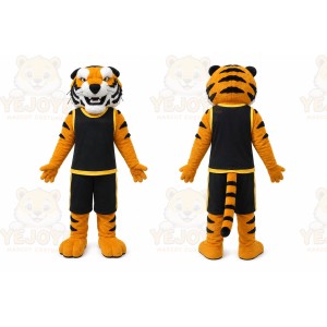 Orange Tiger Mascot Costume with Custom Logo