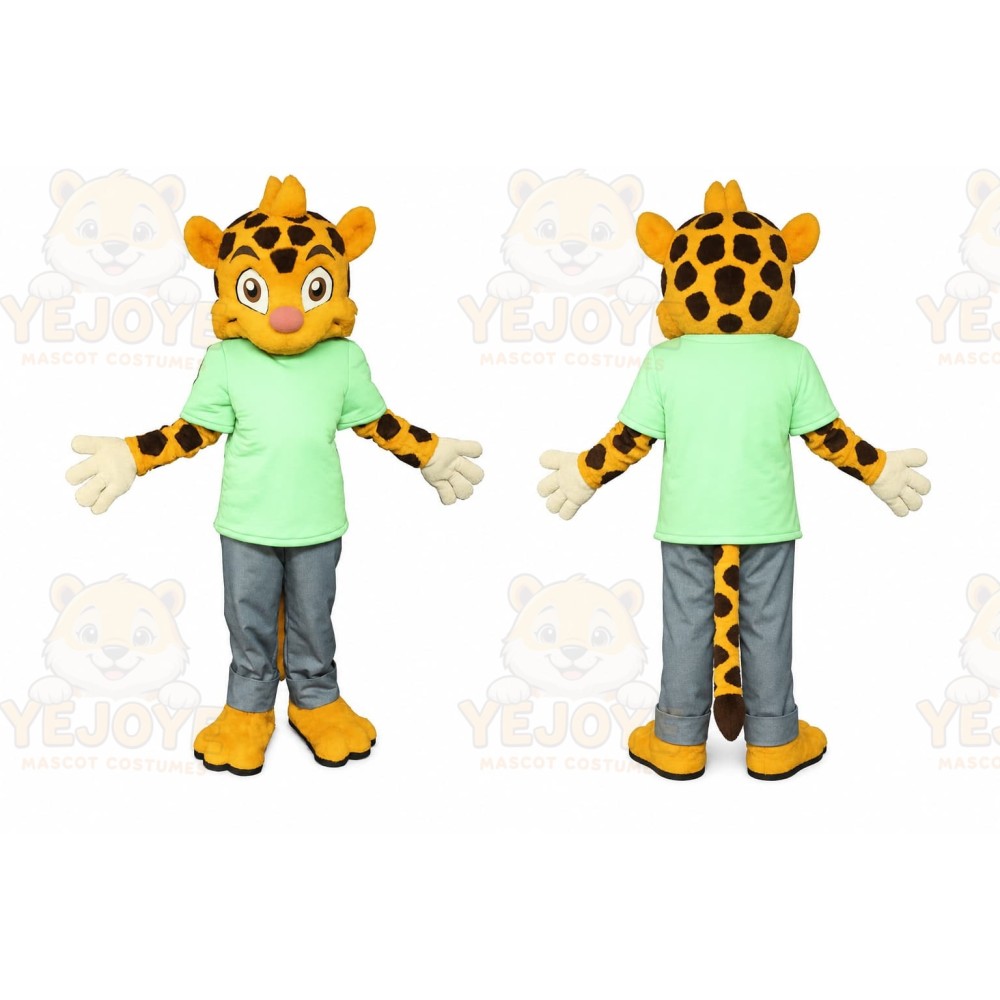 Yellow Giraffe Mascot Costume with Custom Logo
