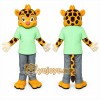Yellow Giraffe Mascot Costume with Custom Logo