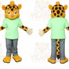 Yellow Giraffe Mascot Costume with Custom Logo