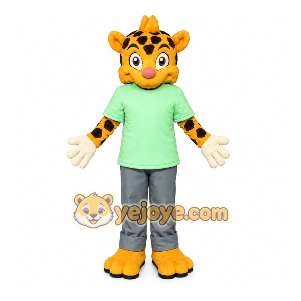 Yellow Giraffe Mascot Costume with Custom Logo