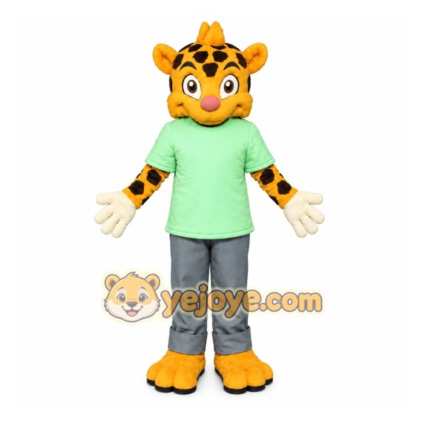 Yellow Giraffe Mascot Costume with Custom Logo