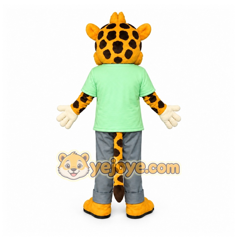 Yellow Giraffe Mascot Costume with Custom Logo