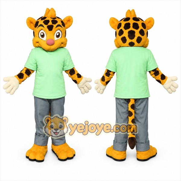 Yellow Giraffe Mascot Costume with Custom Logo