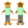 Yellow Giraffe Mascot Costume with Custom Logo