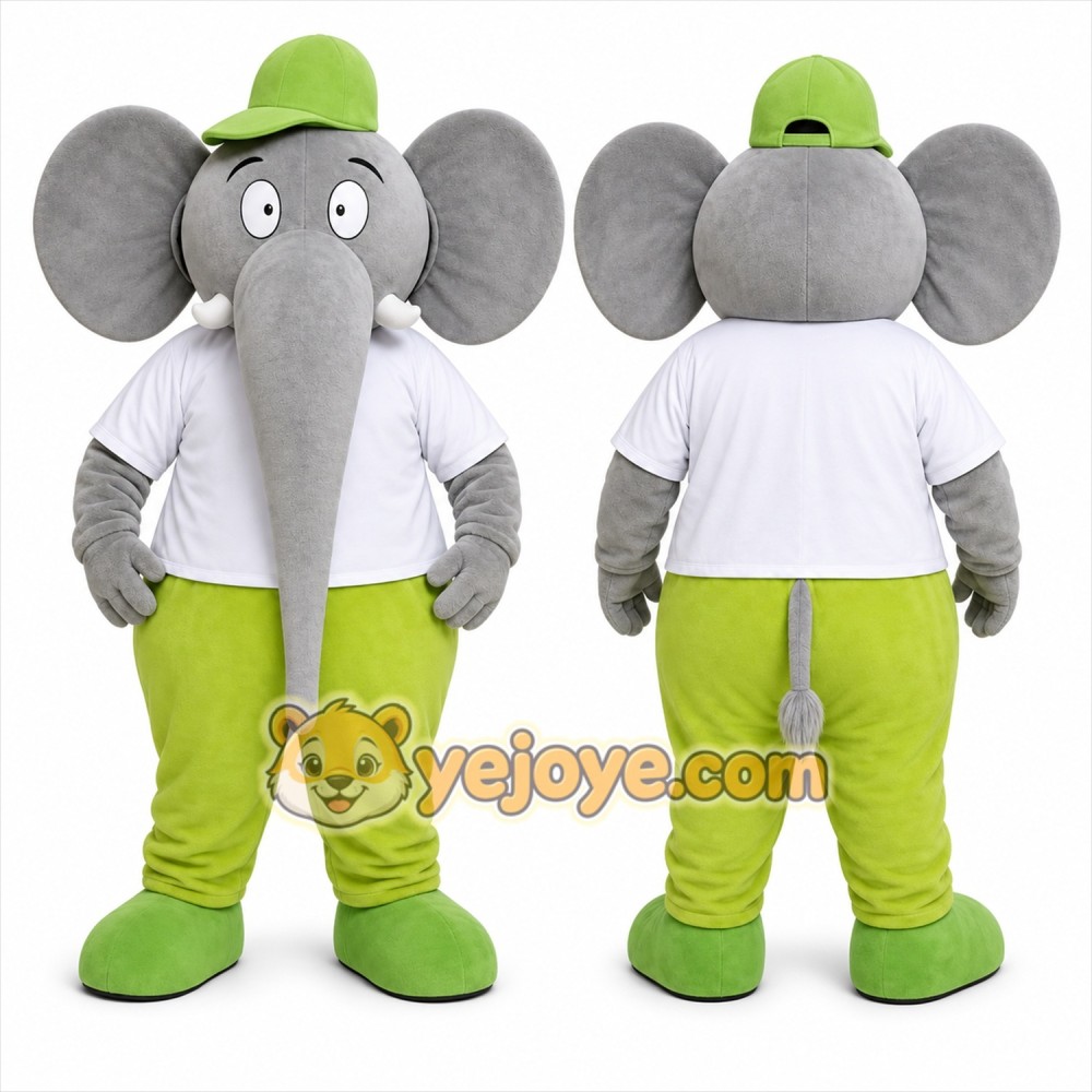 Gray Elephant Mascot Costume with Custom Logo Gray Elephant Mascot Costume with Custom Logo
