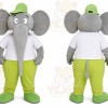 Gray Elephant Mascot Costume with Custom Logo