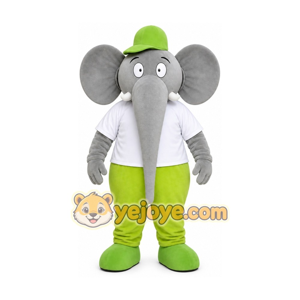 Gray Elephant Mascot Costume with Custom Logo Gray Elephant Mascot Costume with Custom Logo