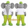 Gray Elephant Mascot Costume with Custom Logo