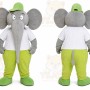 Gray Elephant Mascot Costume with Custom Logo
