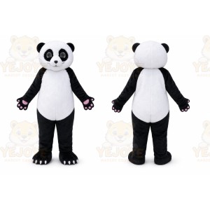 Black Panda Mascot Costume with Custom Logo