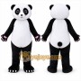 Black Panda Mascot Costume with Custom Logo