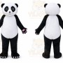 Black Panda Mascot Costume with Custom Logo