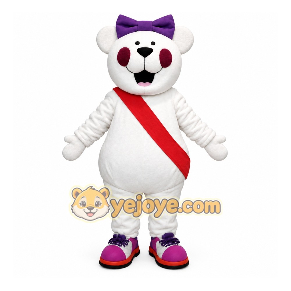 White Bear Mascot Costume with Custom Logo White Bear Mascot Costume with Custom Logo
