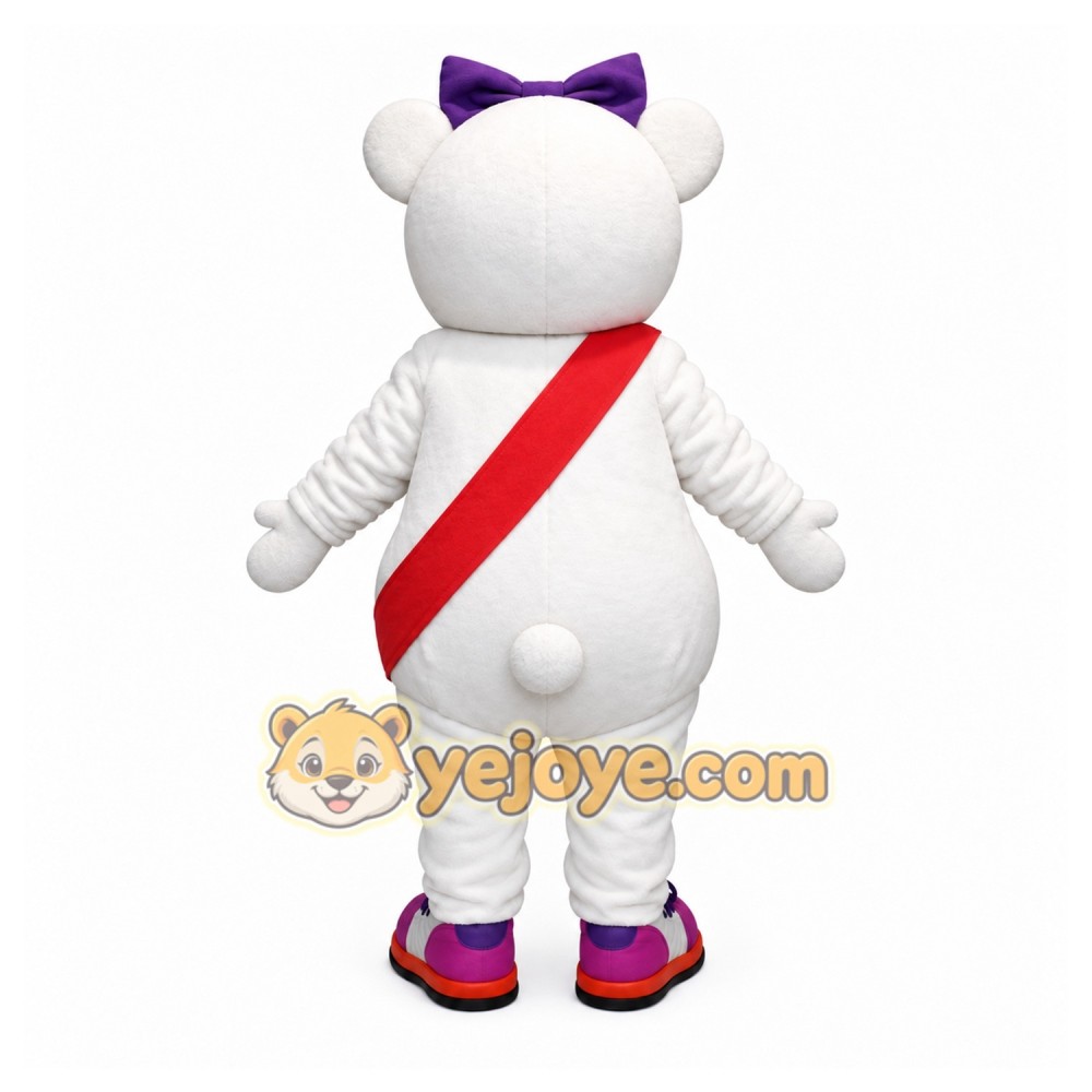 White Bear Mascot Costume with Custom Logo White Bear Mascot Costume with Custom Logo
