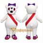 White Bear Mascot Costume with Custom Logo