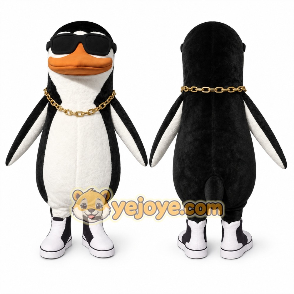 Black Penguin Mascot Costume with Custom Logo Black Penguin Mascot Costume with Custom Logo