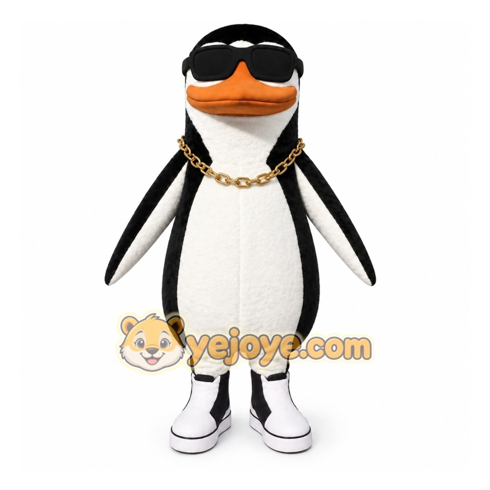 Black Penguin Mascot Costume with Custom Logo Black Penguin Mascot Costume with Custom Logo