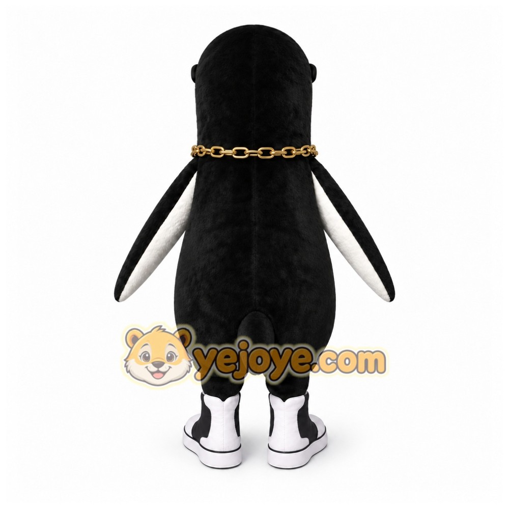 Black Penguin Mascot Costume with Custom Logo Black Penguin Mascot Costume with Custom Logo