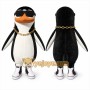 Black Penguin Mascot Costume with Custom Logo