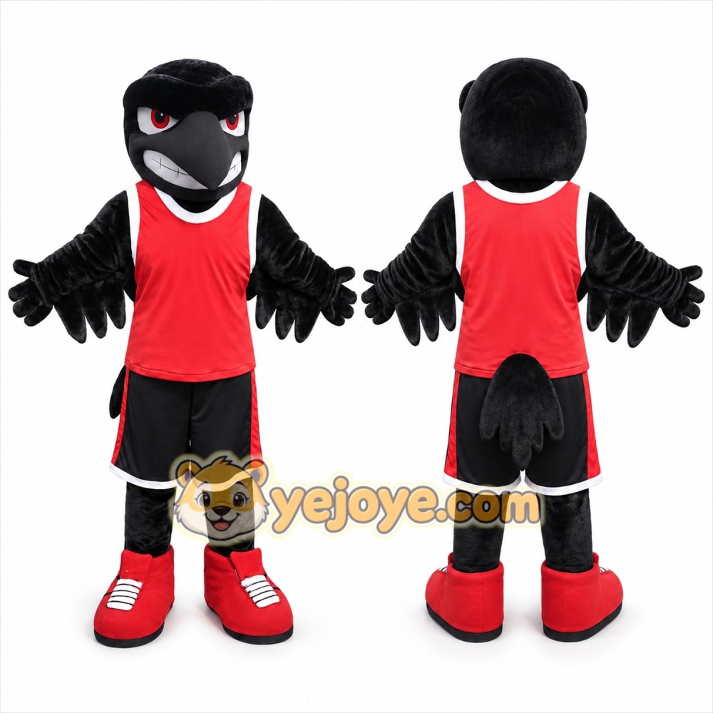 Black Bird Mascot Costume with Custom Logo