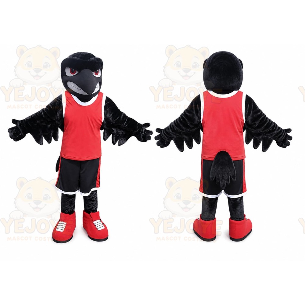 Black Bird Mascot Costume with Custom Logo