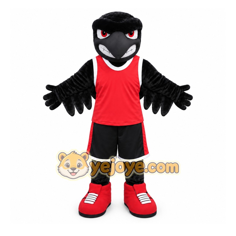 Black Bird Mascot Costume with Custom Logo