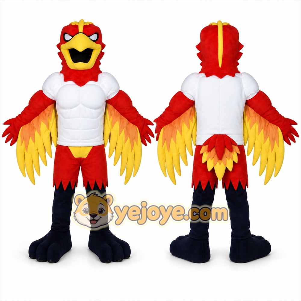 Red Bird Mascot Costume with Custom Logo