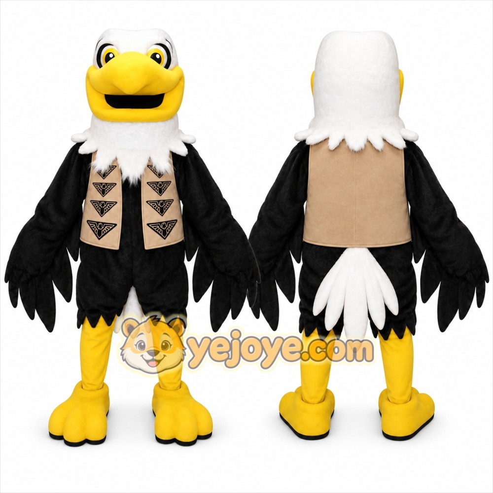 Black Eagle Mascot Costume with Custom Logo Black Eagle Mascot Costume with Custom Logo