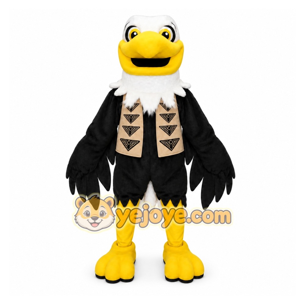 Black Eagle Mascot Costume with Custom Logo Black Eagle Mascot Costume with Custom Logo