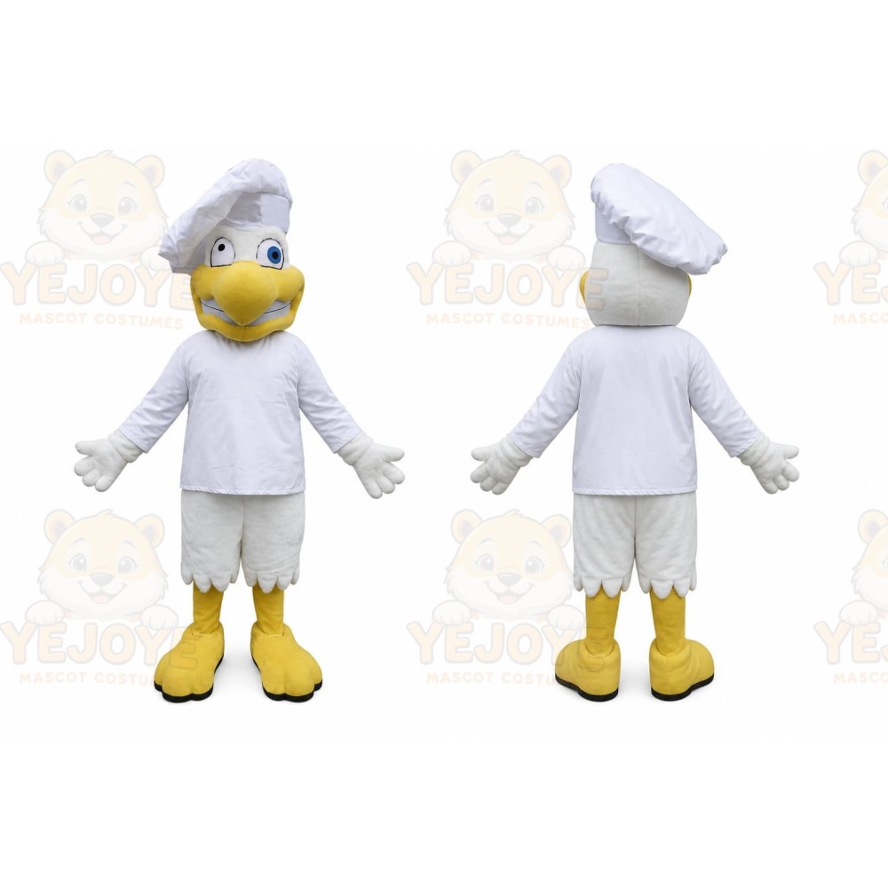 White Bird Mascot Costume with Custom Logo